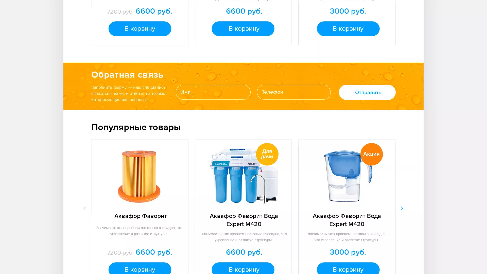 Создание интернет-магазина «Водолей» по продаже фильтров очистных сооружений в Туране